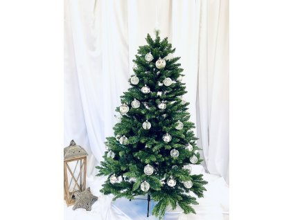Vánoční strom Eliona - zelený 180 cm se 73 kusy skleněných ozdob