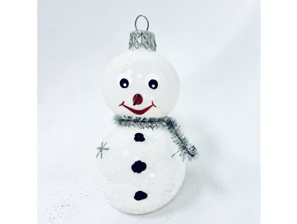 Irisa Vánoční skleněná figurka SNĚHULÁK JENDA 1 ks (bílá, velikost 12 cm )