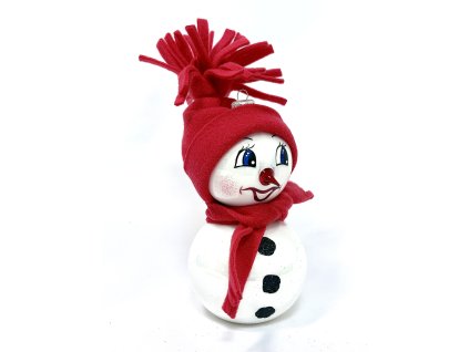 Začarovaný sněhulák: Úsměv vánočního zázraku s červenou čepicí, 18 cm (Balení 1ks, Barva bílá, Velikost 18 cm)