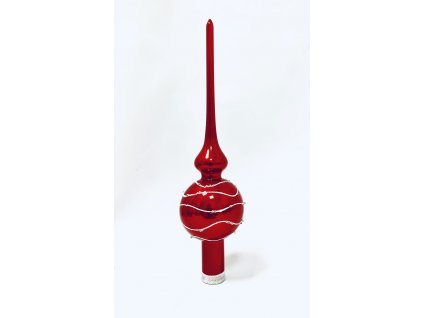 Irisa Červený zázrak: Vánoční skleněná špice s vodním dekorem - 28 cm, 1 ks