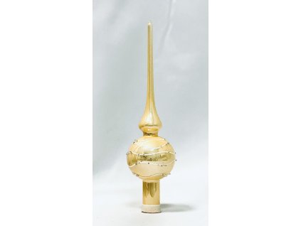 1.Irisa Krémová: Vánoční skleněná špice s vodním dekorem - 28 cm, 1 ks