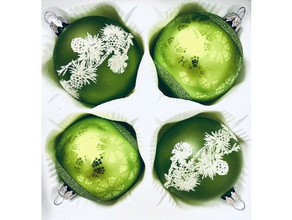Zelená pohádka: Skleněná vánoční Sada - Když mráz a sníh kouzlí (Velikost 7 cm)