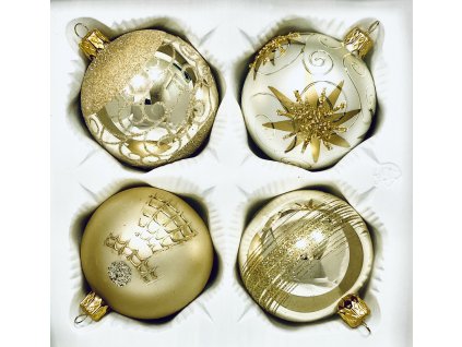 IRISA Nebeská zlatá vánoční sada: 4 kusech (Průměr 7 cm)