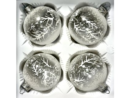 IRISA Sada 4 skleněných koulí 7 cm – Ledová elegance a