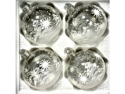 IRISA Sada 4 skleněných koulí 8 cm – Zářivá zimní pohádka aa