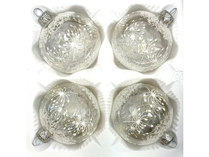 Mrazivá elegance – Skleněné vánoční koule 7 cm s ledovým efektem ( sada 4 ks )