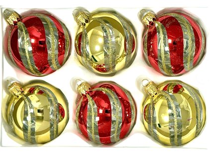 Zlaté vábení – Skleněné vánoční ozdoby 7 cm – sada 6 ks