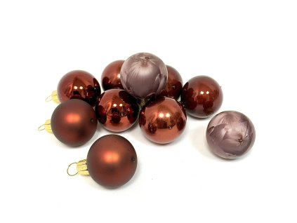 Skleněné vánoční ozdoby „Bronzová elegance“, 3 cm, hnědo-bronzové (10 ks v balení)