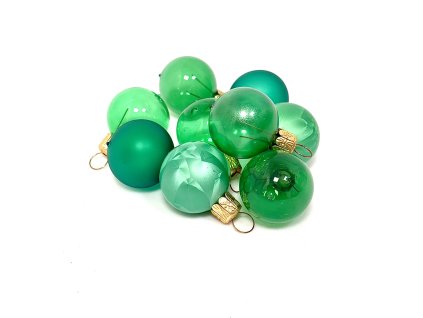 Skleněné vánoční ozdoby „Jadeitová souhra“, 3 cm, zelené (10 ks v balení)