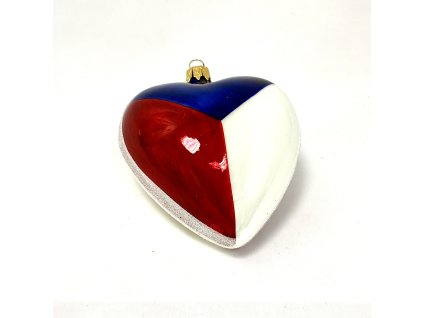 Skleněná ozdoba srdce „Patriotické srdce“, 10 cm, modro-červeno-bílé ( velikost 10 cm v dárkové krabičce ) A