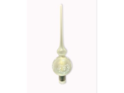 Andělská bílá špice Elegance – skleněná vánoční špice 28 cm