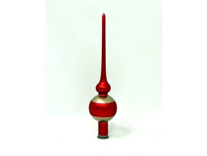 Červeno-zlatá skleněná vánoční špice – 28 cm