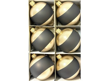 Zlaté a černé skleněné vánoční koule – sada 6 ks (6 cm)