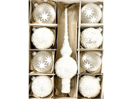 Luxusní sada vánočních ozdob s hvězdným motivem a špicí 28 cm – UNIKÁT