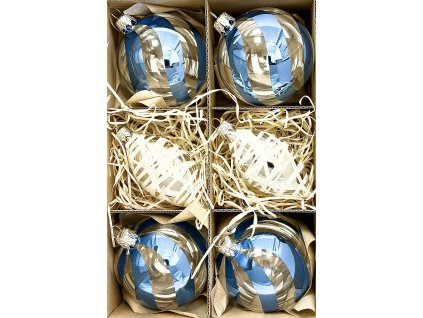 Sada vánočních ozdob Modrostříbrný lesk s olivami – koule a dekorace (7 cm) a