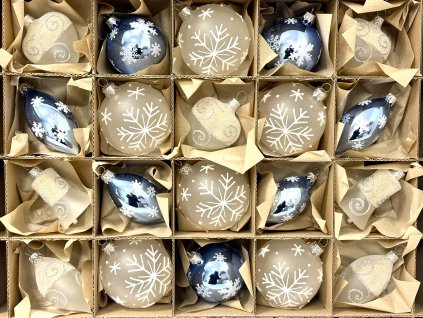 Irisa Luxusní sada vánočních ozdob 37 ks – Modro-stříbrná zimní harmonie