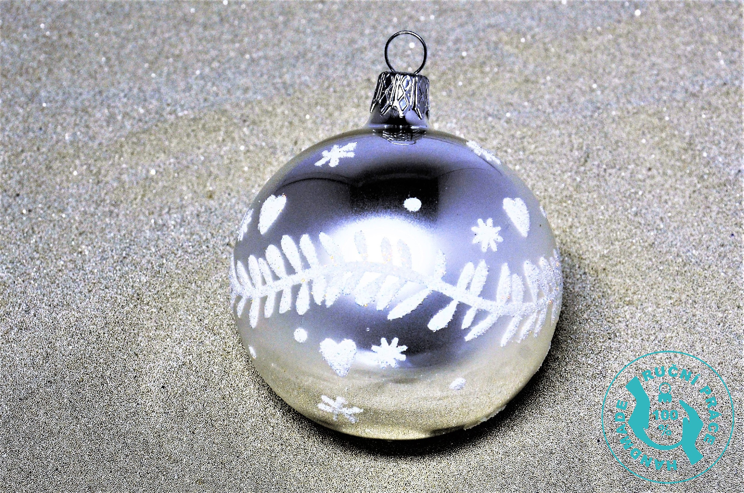 Stříbrné vánoční ozdoby dekor větvička, 4 ks Balení: 4 ks, Velikost: 7 cm