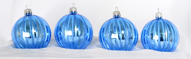 Modré skleněné baňky LINKY 7 cm, sada 4 ks Balení: 4 ks, Barva: modrá, Velikost: 7 cm