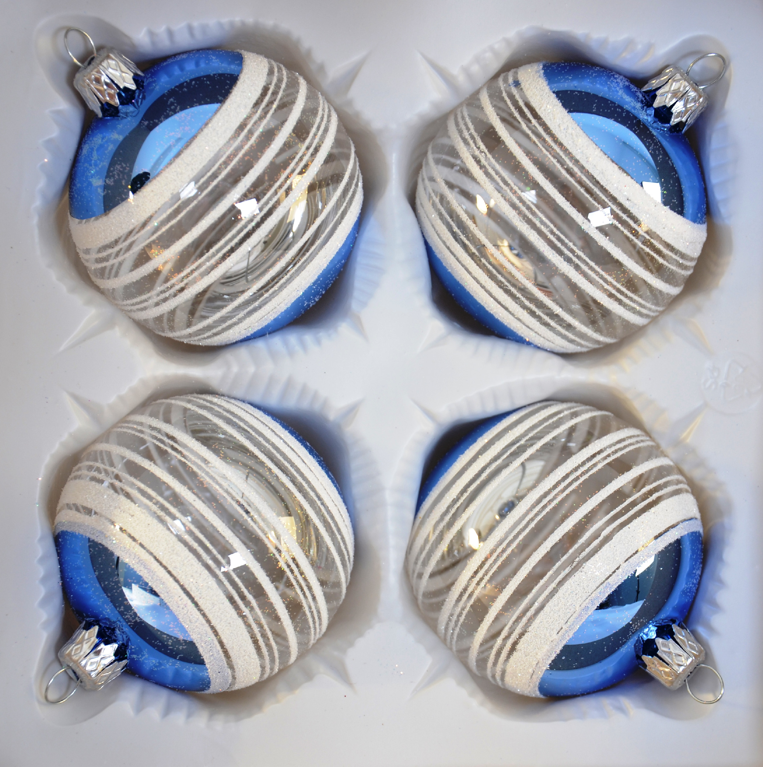 IRISA Vánoční ozdoby koule Softness silk, sada 4 ks, 7 cm modrá Balení: 4 ks, Barva: modrá, Velikost: 7 cm