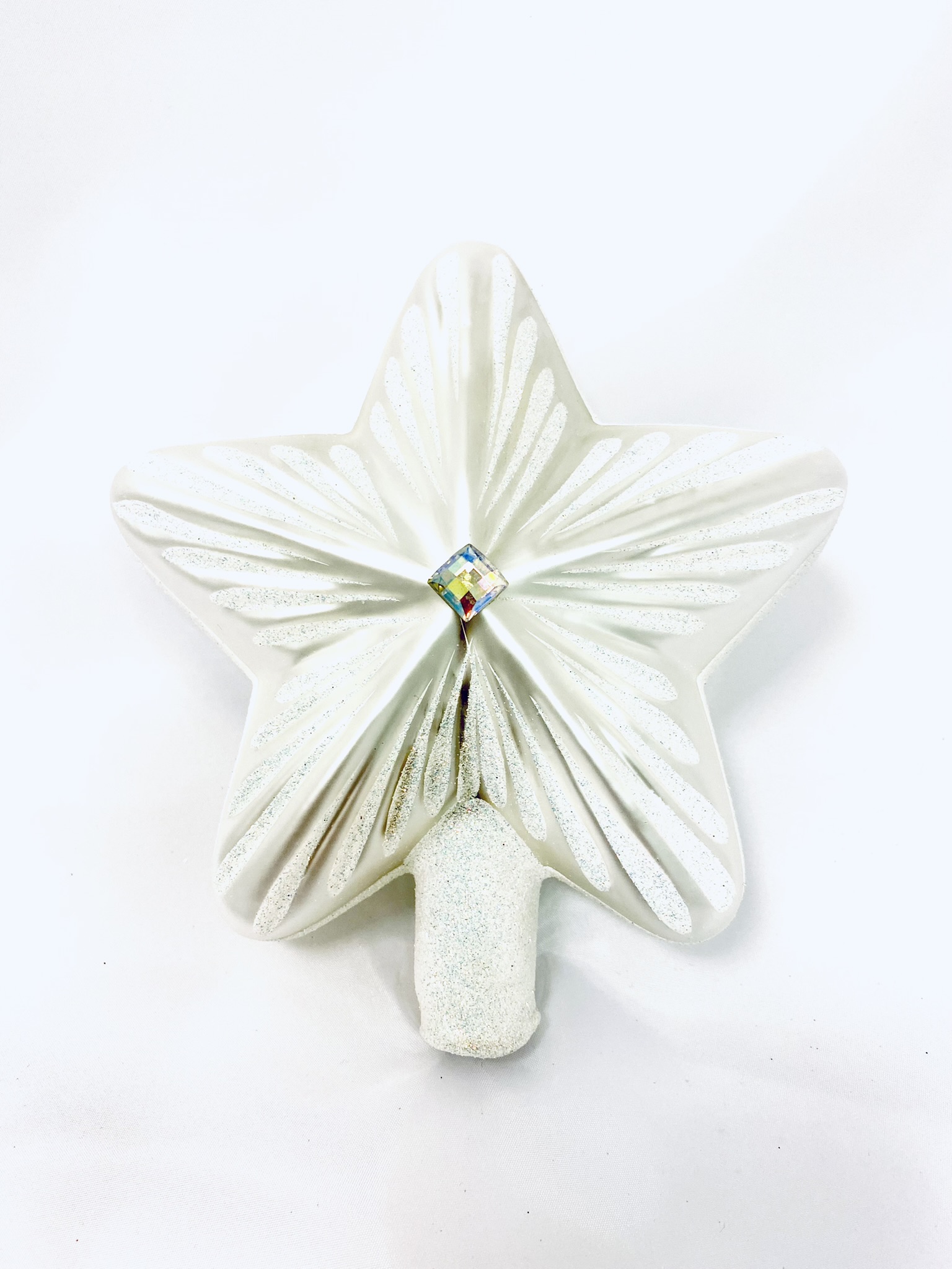 Irisa Vánoční špice skleněná HVĚZDA bílá velikost 15 cm Balení: 1ks, Barva: bílá, Velikost: 15 cm
