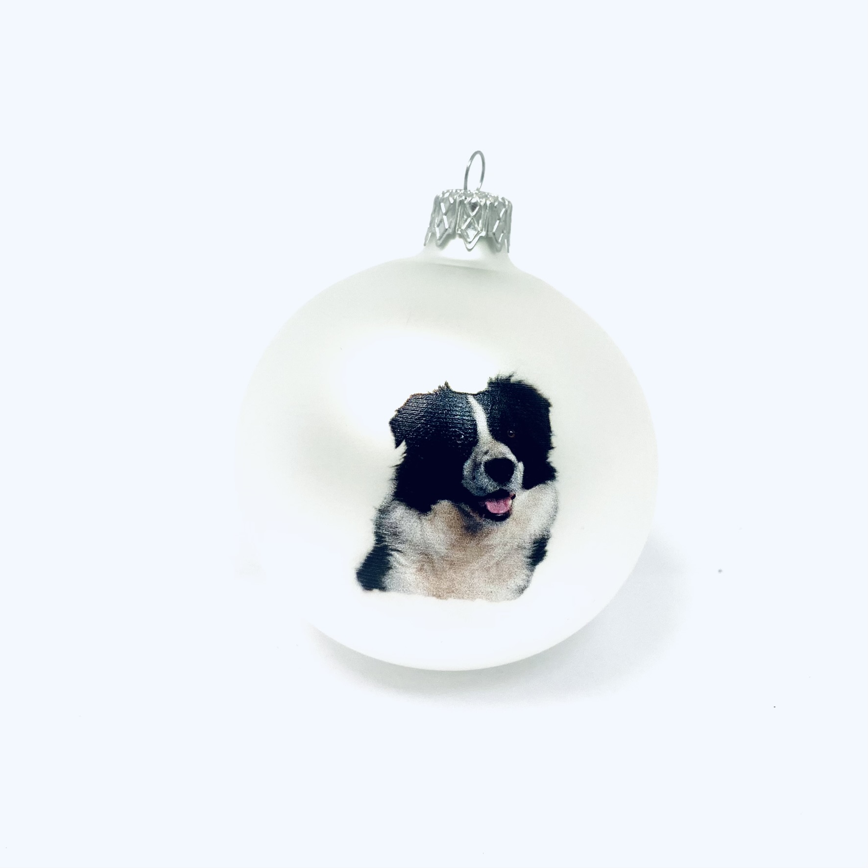 Skleněná vánoční ozdoba bílá s textem na přání, CHARLIE , de: , domácí mazlíčci, 1 ks Balení: 1ks, Barva: bílá, Velikost: 8 cm