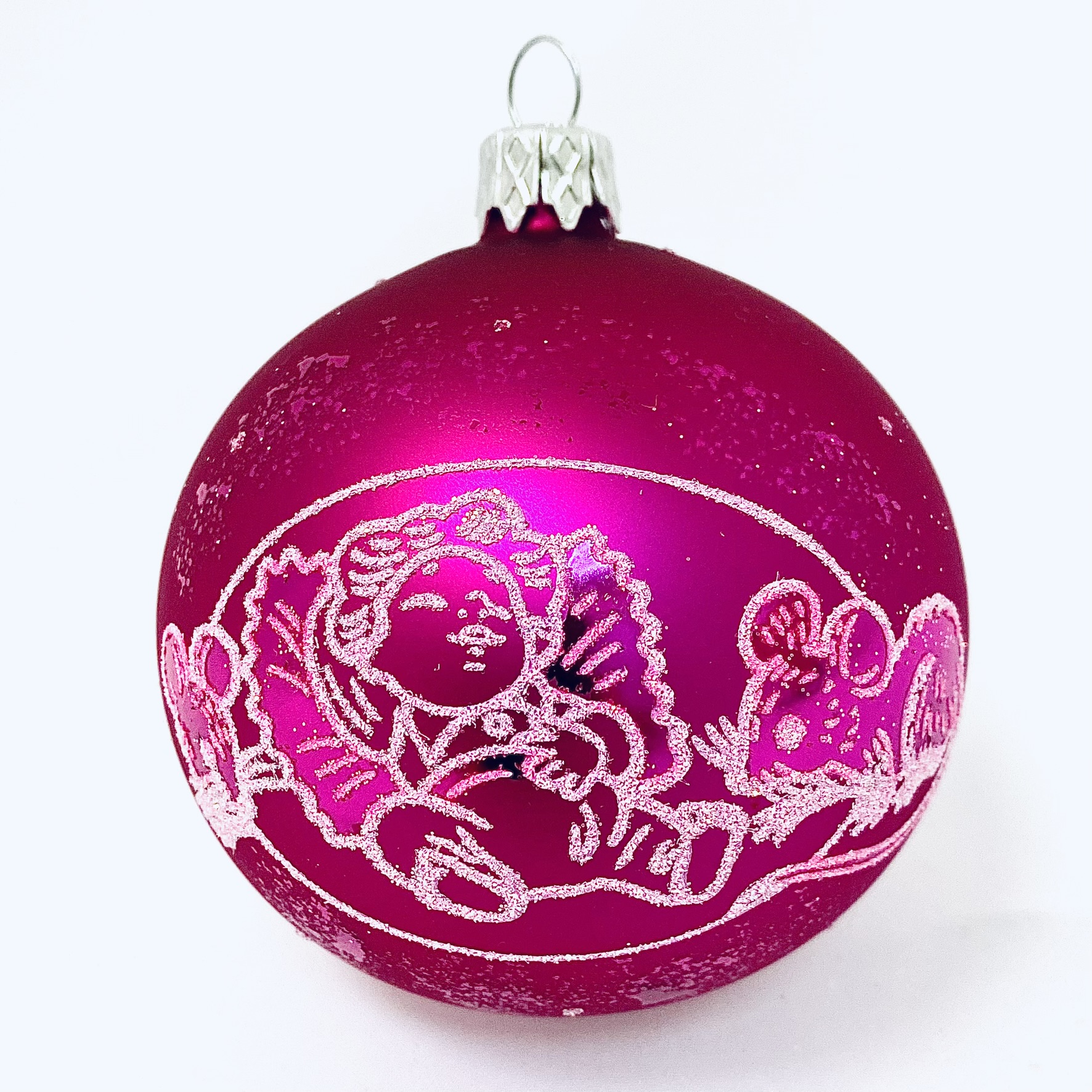 Skleněná vánoční ozdoba s textem na přání - Maličké radovánky s vlastním textem (růžová, 1 ks, 8 cm) Balení: 1ks, Barva: růžová, Velikost: 8 cm