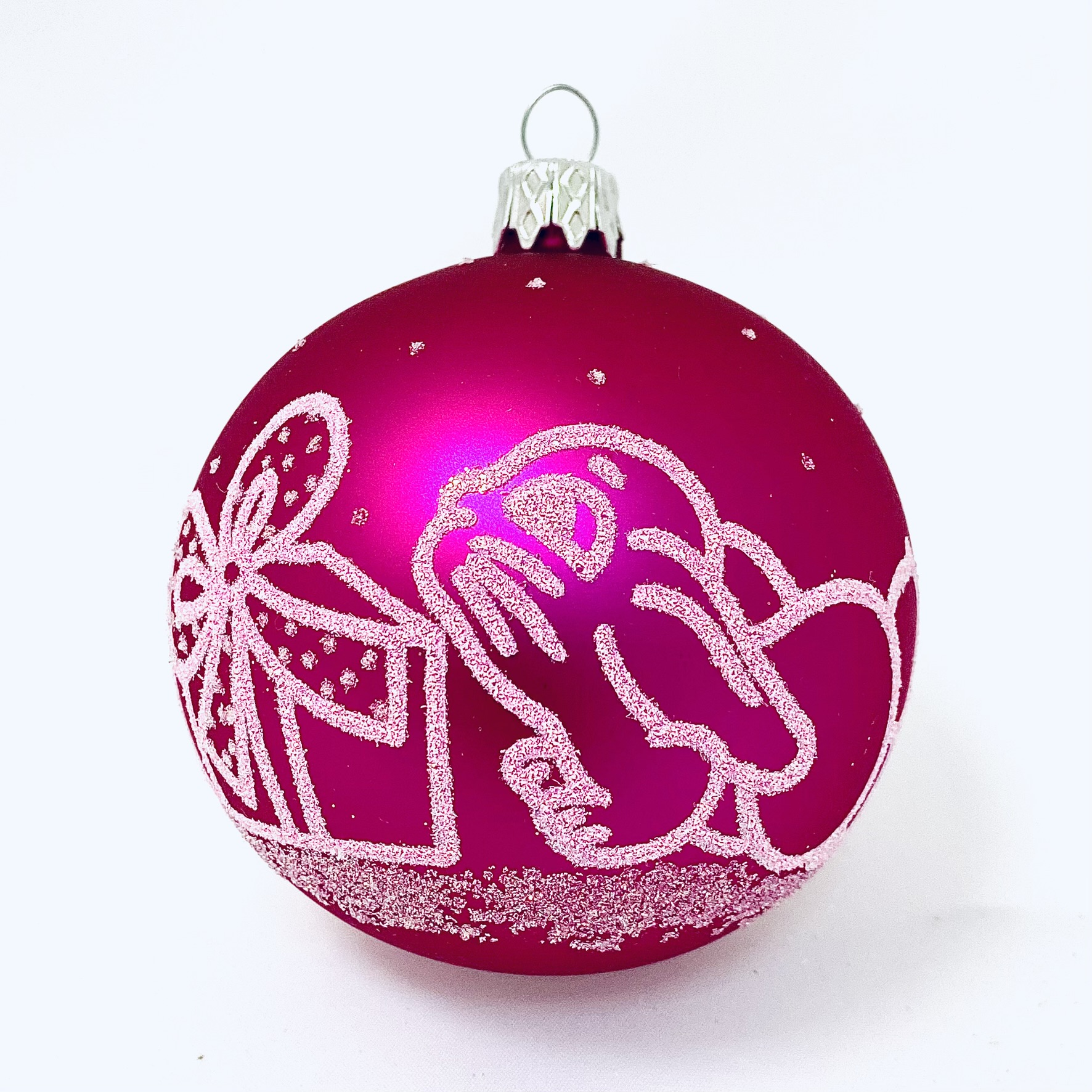 Skleněná vánoční ozdoba s textem na přání - Dárek od zajíčka - skleněná kouzla s vlastním textem (růžová, 1 ks, 8 cm) Balení: 1ks, Barva: růžová,…
