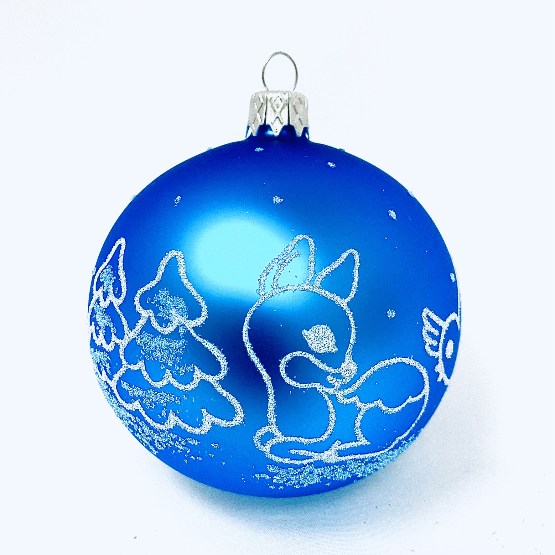 Skleněná vánoční ozdoba s textem na přání - Modré setkání - možnost vlastního textu (modrá, 1 ks, 8 cm) Balení: 1ks, Barva: modrá, Velikost: 8 cm