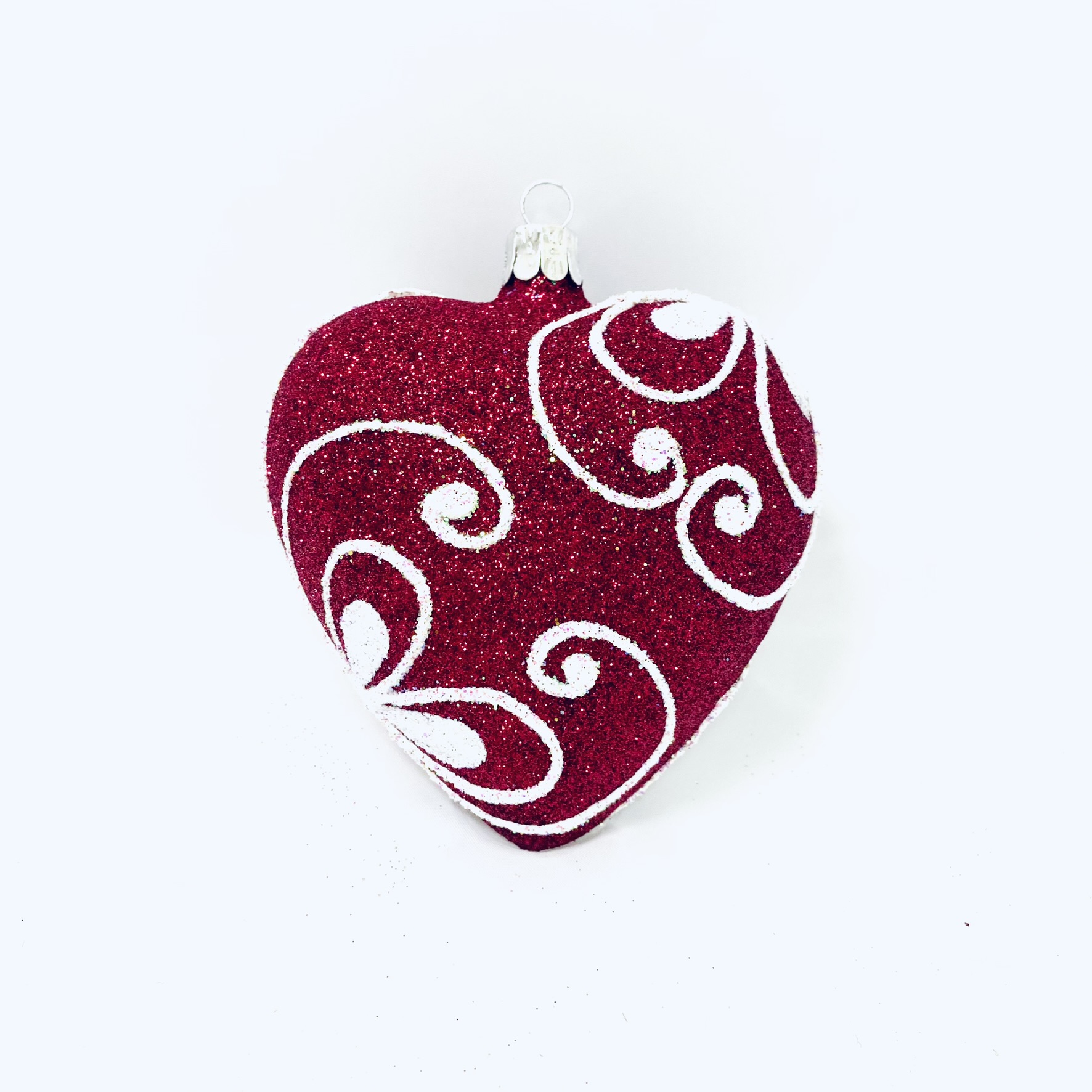 Růžové skleněné srdce s květinovým dekorem ve tvaru srdce ( velikost 10 cm v dárkové krabičce ) Balení: 1ks, Barva: růžová, Velikost: 10 cm