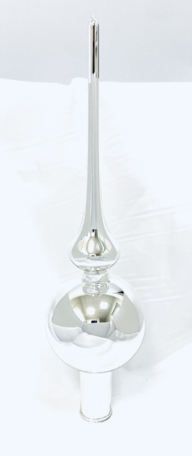 Stříbrná skleněná špice na stromeček (28 cm) Balení: 1ks, Barva: stříbrná, Velikost: 6 cm