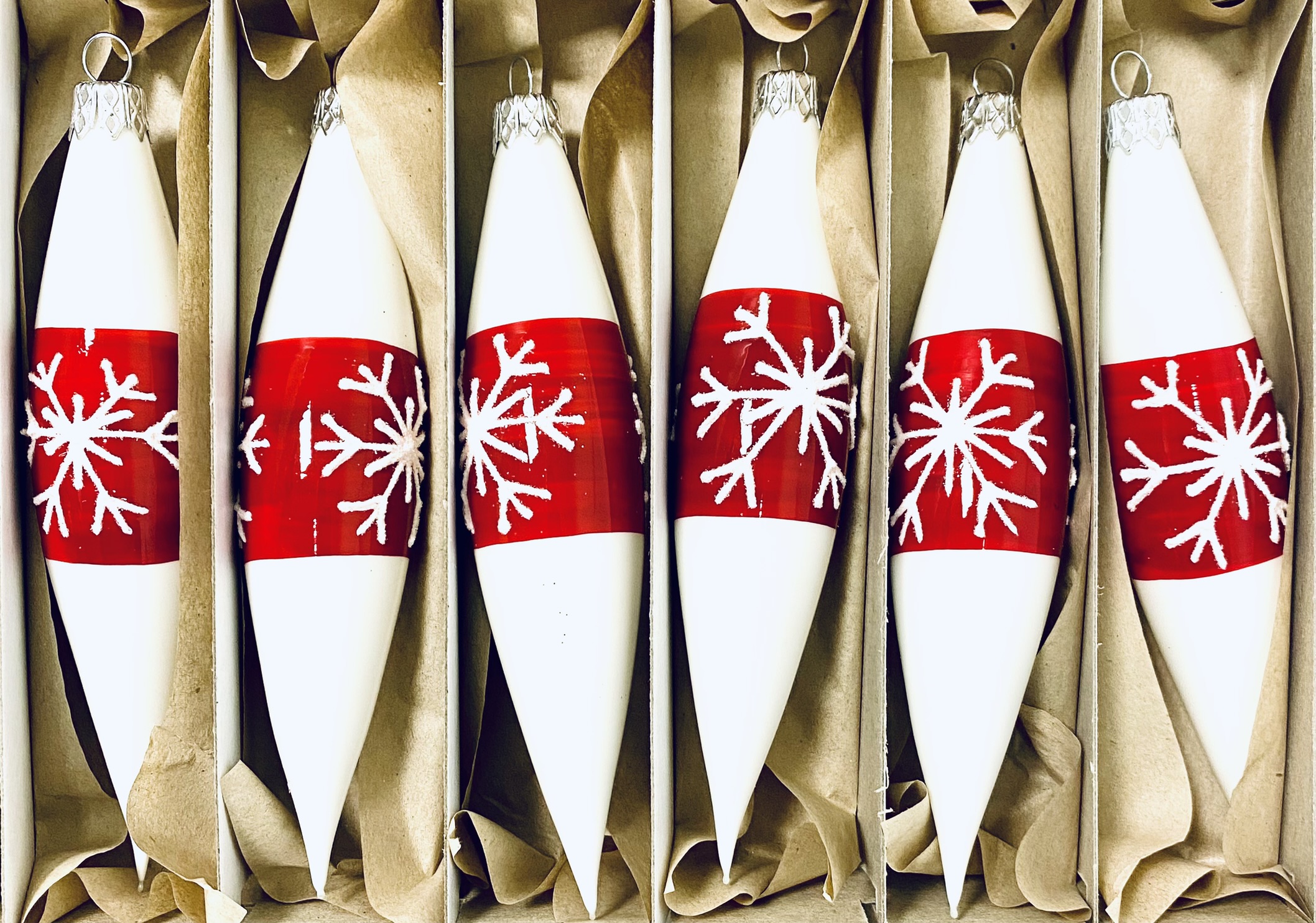 Sada vánočních raket s designem Vloček bílá vel.10 cm sada 6ks
