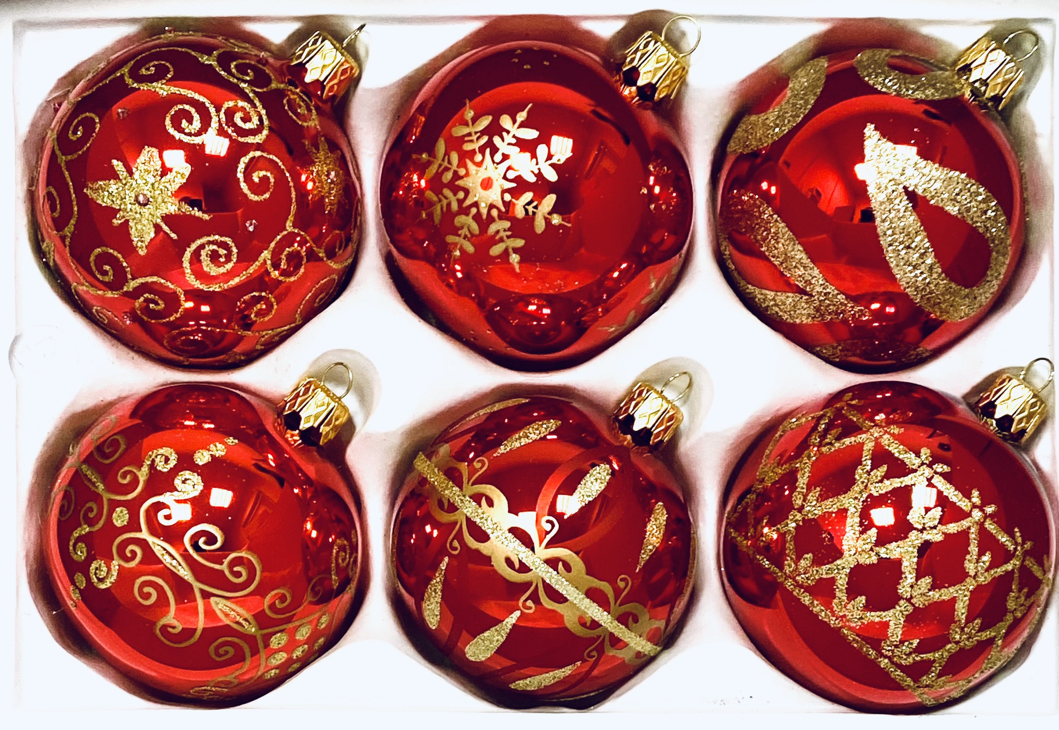 Sofie's zlatá vánoční klenotnice (sada 6 ks) , velikost 7 cm, červená Balení: 6 ks, Barva: červená, Velikost: 7 cm