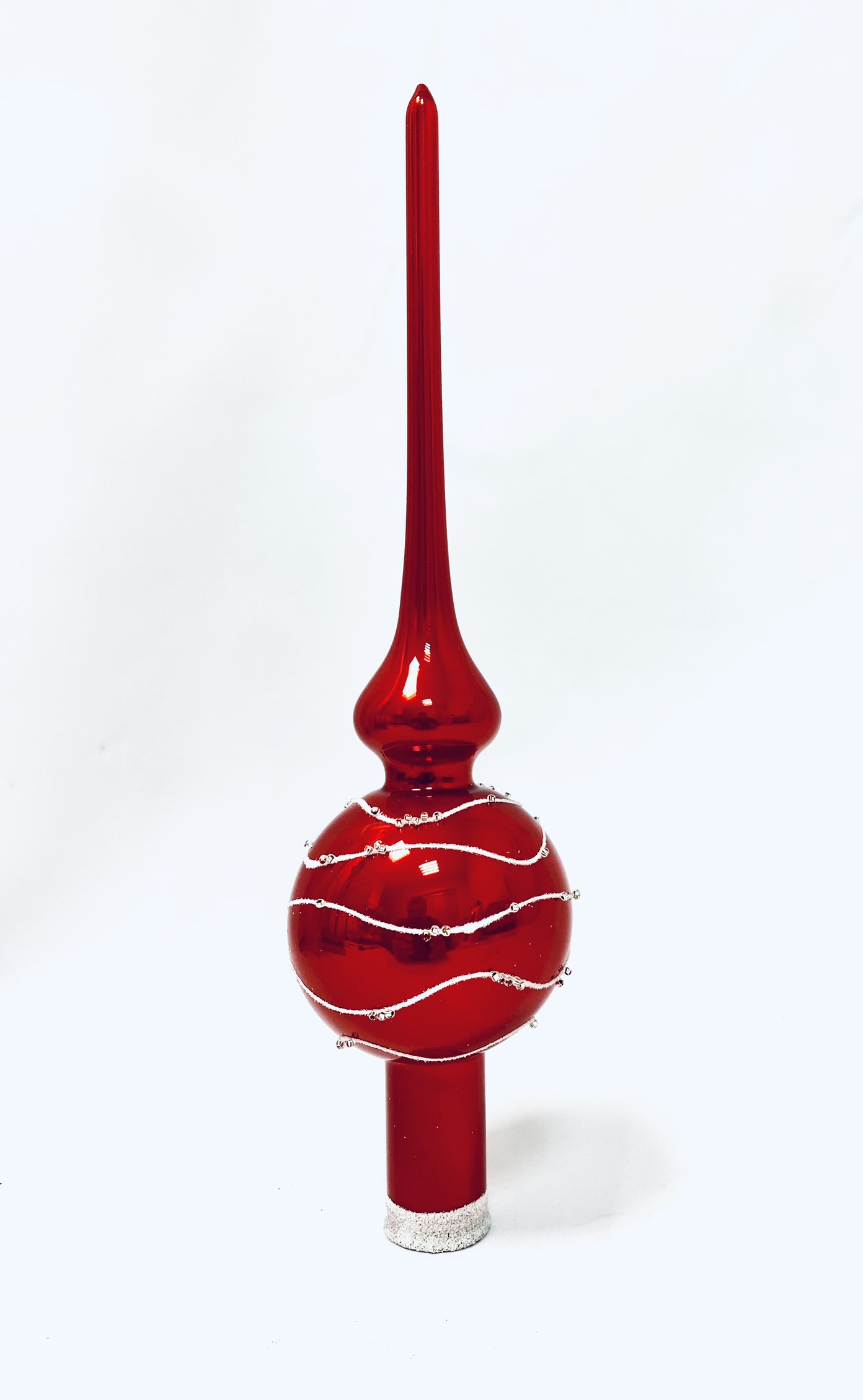 Irisa Červený zázrak: Vánoční skleněná špice s vodním dekorem - 28 cm, 1 ks Balení: 1ks, Barva: červená, Velikost: 28 cm