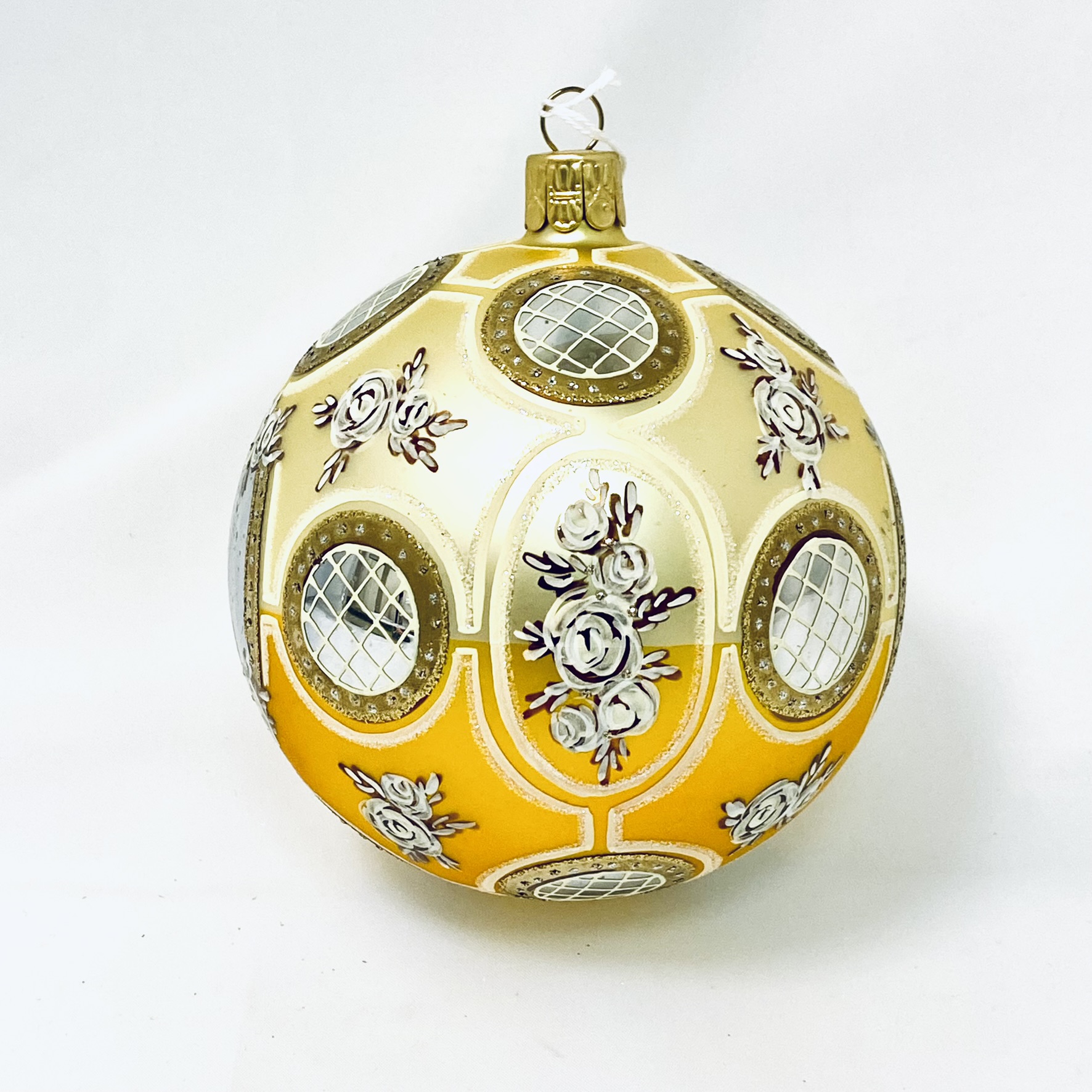 Skleněná ozdoba Zlaté královské zrcadlo 10 cm, dárkové balení 1 ks Balení: 1ks, Barva: zlatá, Velikost: 10 cm