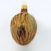 Skleněná ozdoba, vlašský ořech zdobený posypem (Balení 5 ks, Barva hnědá, Velikost 5,5 cm)