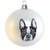 Skleněná vánoční ozdoba bílá s textem na přání, dekor  PES , domácí mazlíčci, 1 ks