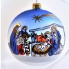 Skleněná koule, dekor: Betlém (Balení 1 ks, Barva modrá, Velikost 10 cm)