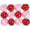 Skleněné koule Červené puntíky kombinace růžová, červená 7 cm, sada 12 ks