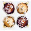 Irisa Vánoční ozdoby JITŘENKA kombinace tmavě a světle hnědé koule s dekorem perník 7 cm, SET 4 ks
