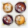 Irisa Vánoční ozdoby JITŘENKA kombinace tmavě a světle hnědé koule s dekorem perník,holubičky  7 cm, SET 4 ks