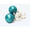Irisa Vánoční ozdoby JUSTÝNA kombinace bílé a tyrkysové koule s dekorem mrazolak 7 cm, SET 12 ks a