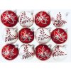 Irisa Vánoční ozdoby LIANA kombinace bílé a červené koule s dekorem mrazolak 7 cm, SET 12 ks a
