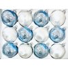 Irisa Vánoční ozdoby ELA kombinace bílé a modré koule s dekorem mrazolak  7 cm, SET 12 ks