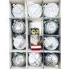Irisa Vánoční exkluzivní ozdoby PATRICIE kombinace bílé, stříbrné koule s moudrou sovou  Velikost 8 cm, SET 11 ks