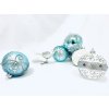 Irisa Vánoční exkluzivní ozdoby BRIGITA kombinace tyrkysové a bílé koule s ptáčky na skřipci  Velikost 8 cm, SET 11 ks a