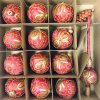 Irisa LUXUSNÍ SET Vánoční ozdoby KATRIN -  červené dekor ornamenty  , BOX 39 ks aa