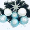 Irisa Vánoční exkluzivní ozdoby BRIGITA ladná kombinace tyrkysové a bílé koule Velikost 8 cm, SET 12 ks a