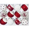 Irisa Vánoční ozdoby SHELBY z kolekce NORDIC kombinace bílé a červené koule s dekorem 7 cm, SET 12 ks