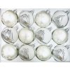 IRISA Skleněná ozdoba AURUM 7 cm, balení 12 ks bílá