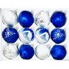 IRISA Skleněná ozdoba CONGELATIO 7 cm, balení 12 ks bílá, modrá